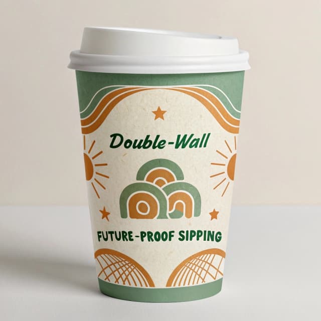 12oz Green Patterned Paper Cup