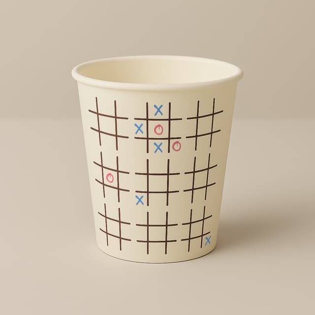 8oz Tic Tac Toe Patterned Paper Cup